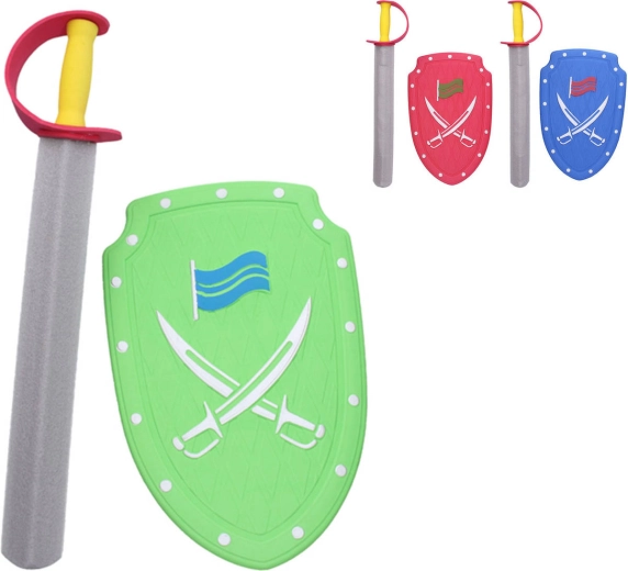 Espada y escudo de espuma rojos 57 cm