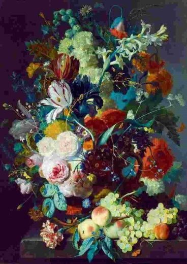 Puzzle Bluebird Naturaleza muerta con flores y fruta 1000 piezas