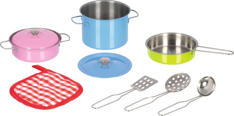 Colorido juego infantil de cocina de metal – 9 piezas