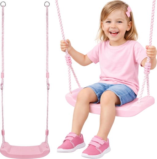 Columpio infantil de plástico KRUZZEL rosa