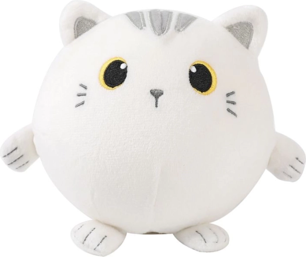 Pelota de peluche antiestrés con forma de gatita blanca