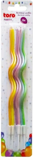 Velas espirales perladas con soporte, 6 uds (13 × 0,2 cm), mezcla de colores