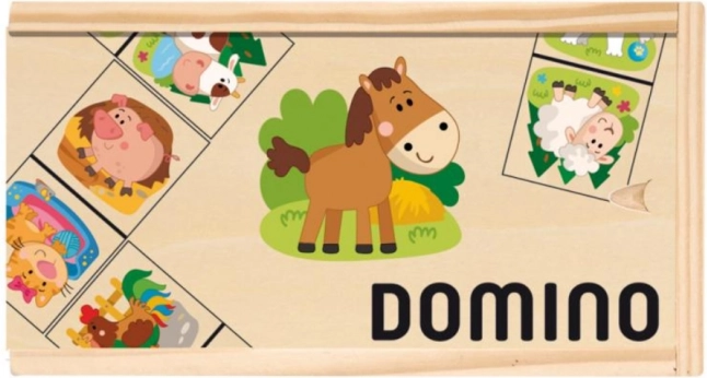 Dominó infantil de madera con animales domésticos