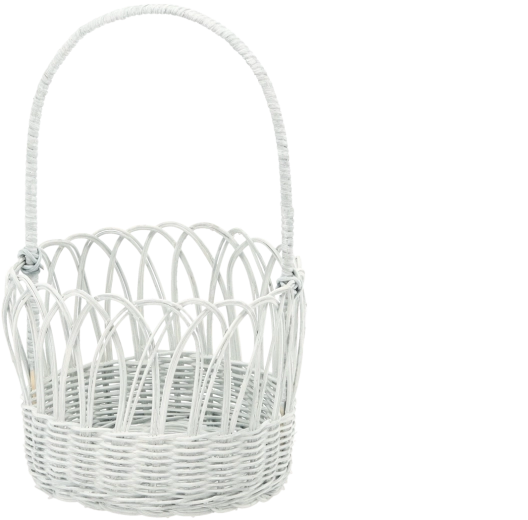 Cesta de ratán con asa azul grisáceo con efecto blanqueado 20 × 16/35 cm