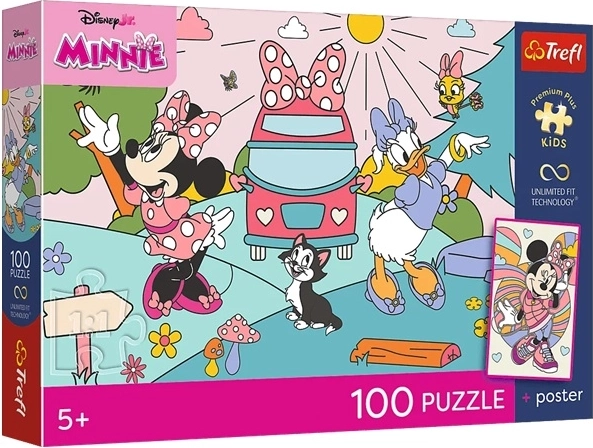 Puzzle infantil Premium plus Minnie Mouse: aventura rosa, 100 piezas