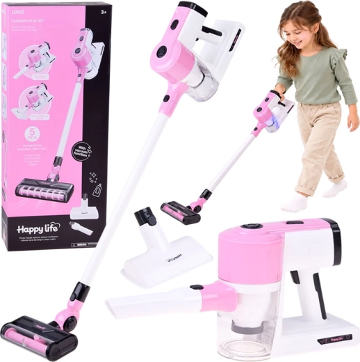 Aspiradora infantil 2 en 1 con función de aspiración y 3 accesorios, rosa