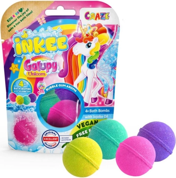 Inkee bombas efervescentes para el baño Galupy Unicorn – set de 4 colores