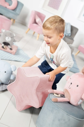 Taburete infantil Roba rosa con forma de estrella