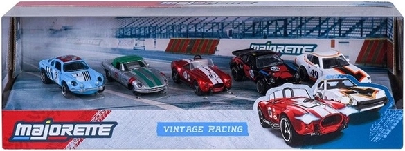Majorette Vintage Racing – set de 5 coches de carreras