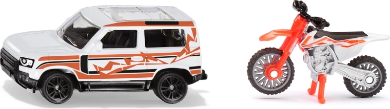 Siku set Land Rover Defender y moto de motocross KTM 450 SX-F