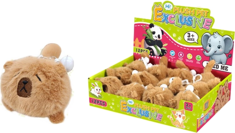 Llavero de peluche capibara extensible 10,5 cm con cascabel