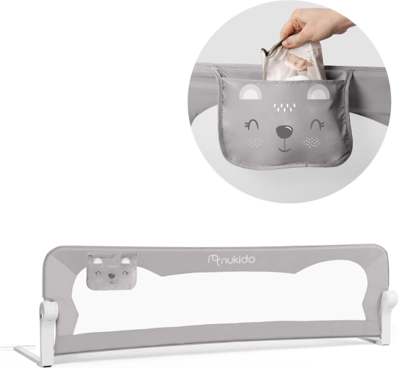 Barrera de cama 180 × 42 × 35 cm Nukido gris