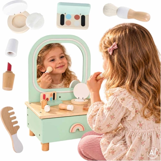 Tocador infantil de madera LULILO con espejo LED y accesorios