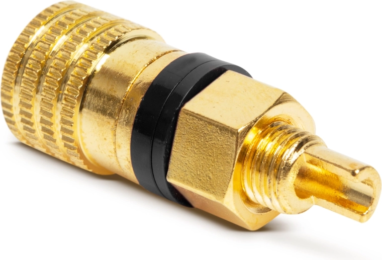 Conector hembra tipo banana aislado y chapado en oro, negro