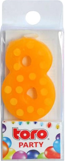 Vela para tarta número 8 con pincho 4,5 cm TORO