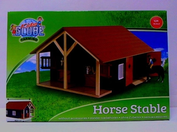 Kids Globe Farming establo de madera para caballos 1:24