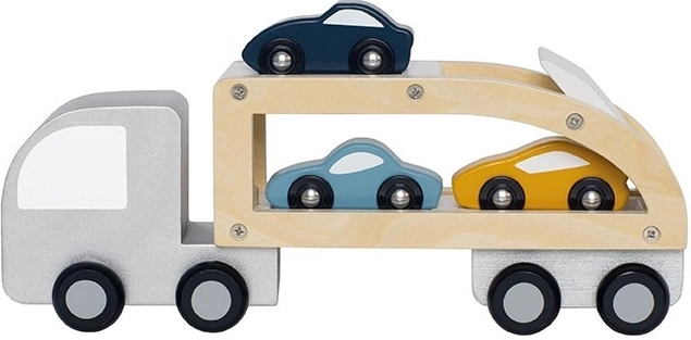 Camión de madera Jabadabado con remolque desmontable y coches deportivos