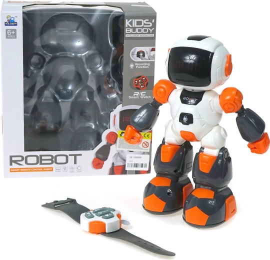 Robot RC interactivo con control remoto, grabación y mando tipo reloj - 1 unidad