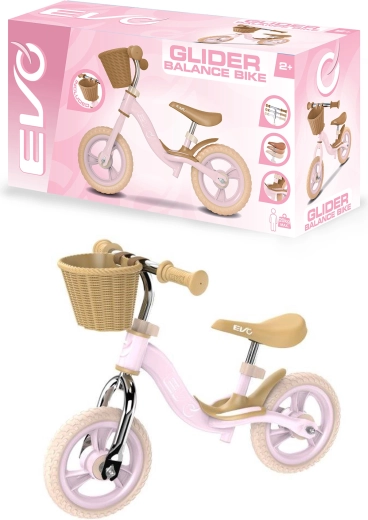 EVO bicicleta de equilibrio infantil Glider rosa con cesta
