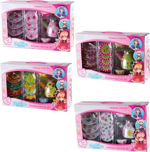Set de té de lata con estampado, 15 piezas