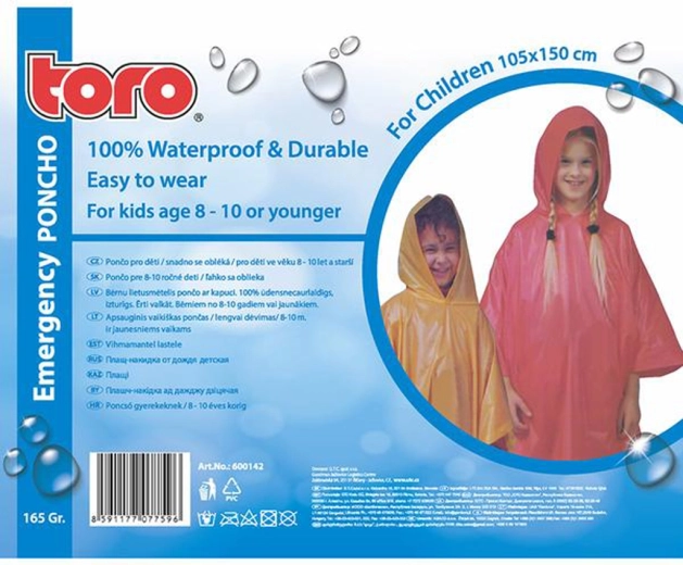 Poncho impermeable infantil 8–10 años