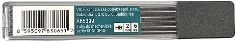 Minas HB para portaminas de 2 mm CONCORDE, 6 unidades