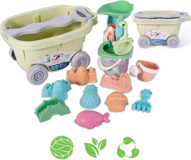 Woopie Green set de arena con carrito – juguete ecológico de 13 piezas