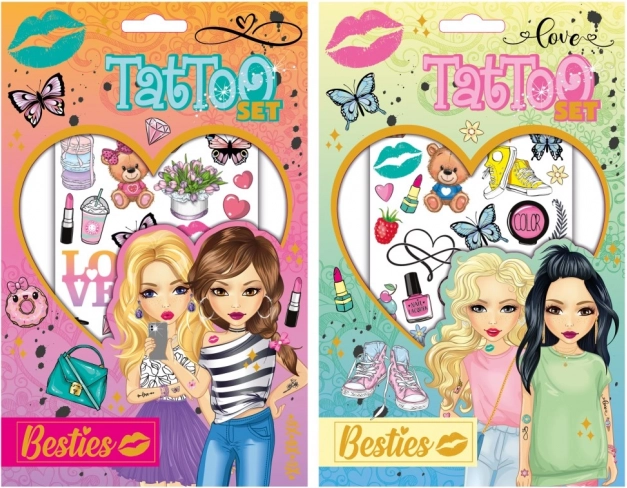 Set de tatuajes infantiles – 2 láminas de 20 × 13 cm (más de 70 tatuajes)