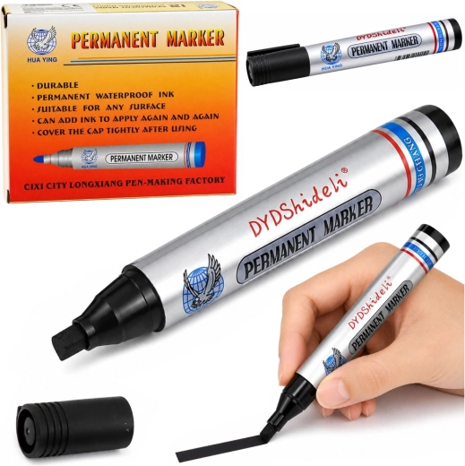 Rotulador permanente resistente al agua negro con punta redonda 13,5 cm - 1 unidad