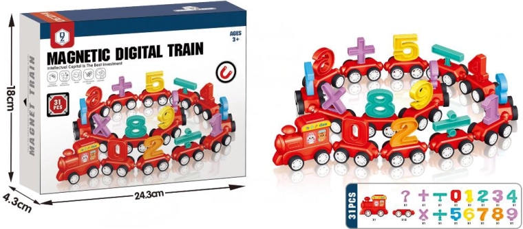 Vía de tren magnética con números, 31 piezas