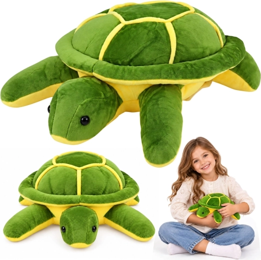 Tortuga de peluche suave para abrazar, de color amarillo verdoso, 23 cm