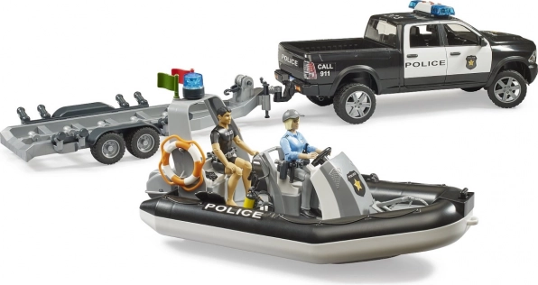 BRUDER pick-up policial RAM con lancha y dos figuras