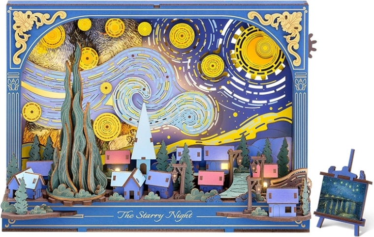 RoboTime Rompecabezas 3D de madera Noche estrellada