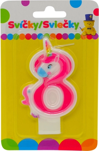 Vela de cumpleaños de unicornio número 8