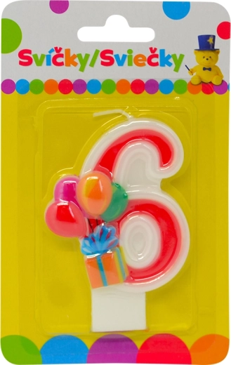 Vela de cumpleaños con globos – número 6