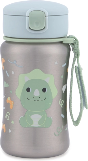 Skip Hop botella de acero inoxidable con pajita para agua Besties Squad Dino 350 ml