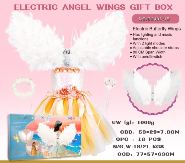 Set de pequeña princesa con vestido y alas de ángel