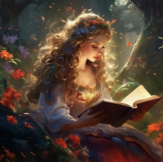 Pintura de diamantes Princesa con libro 30 × 40 cm