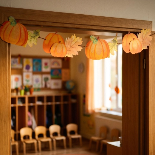 Guirnalda de papel con hojas y calabazas 152 × 11,6 cm