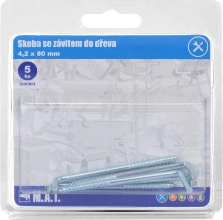 Grapa roscada para madera 80 × 4,2 mm, galvanizada, 5 uds