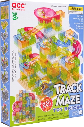 Pista de canicas con juego de construcción de 221 piezas