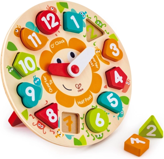 Puzle reloj de madera para niños con soporte