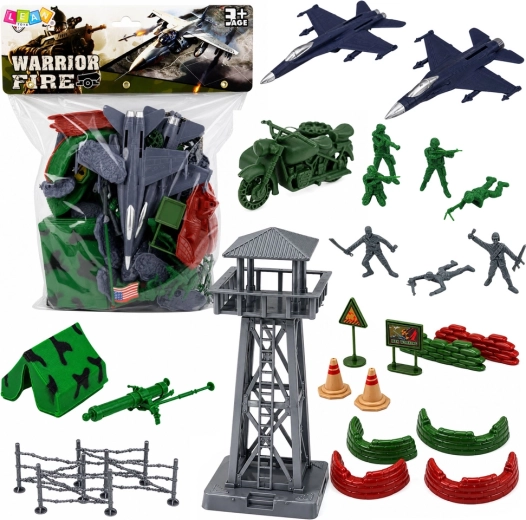 Set militar para niños de 72 piezas: soldados, aviones, torre y accesorios