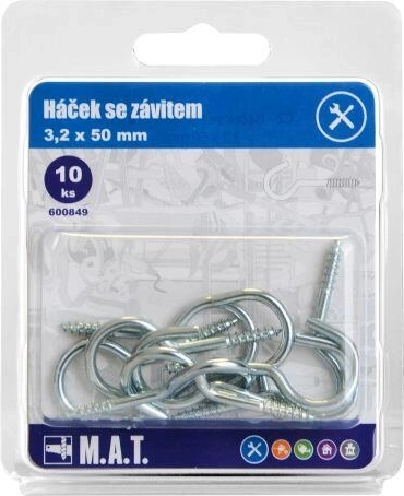 Gancho con rosca 50 × 3,2 mm, galvanizado (10 uds)