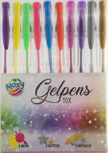 Set de bolígrafos de gel Moxy 10 uds. – metálicos, pastel y neón