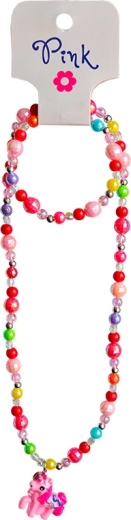Collar con colgante de poni rosa