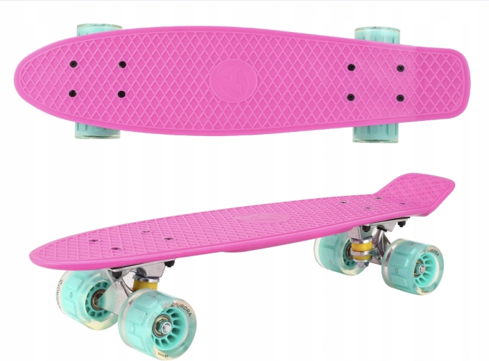 Penny board de plástico con ruedas luminosas Pink Mint