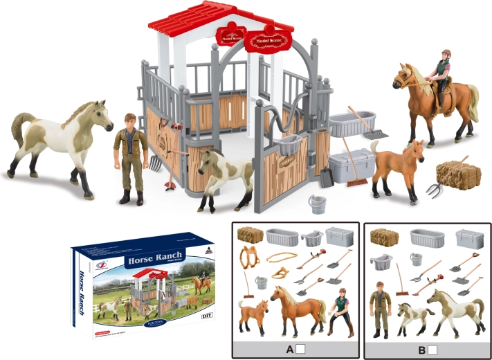 Animales de la granja – pequeña pista de equitación con accesorios (2 tipos)