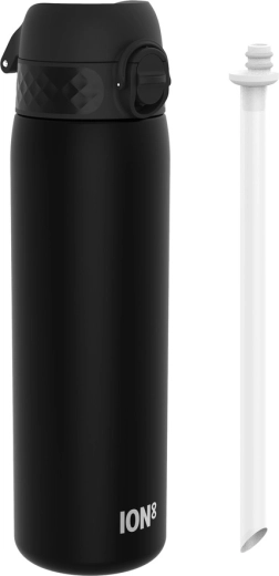 ION8 botella de agua con pajita sin BPA 500 ml negra