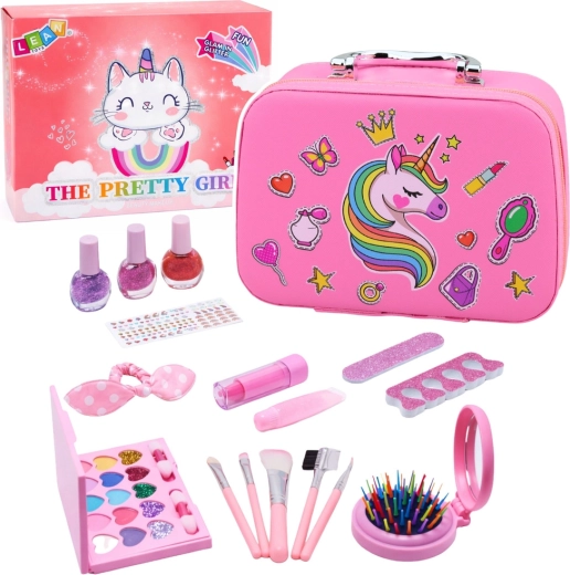 Neceser infantil con unicornio y set de cosméticos